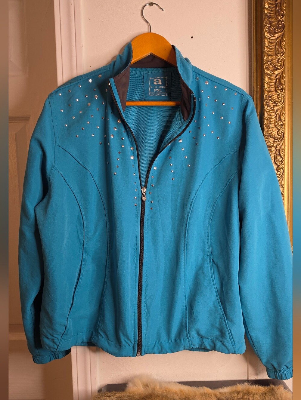 Activology Vintage  Teal Studded Bomber Jacket